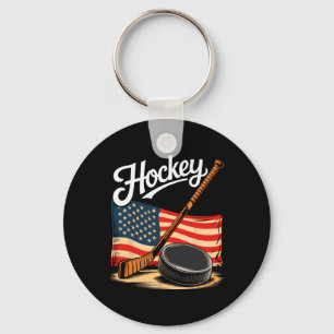 American Flag Hockey 4. Juli Hockey Liebhaber Männ Schlüsselanhänger