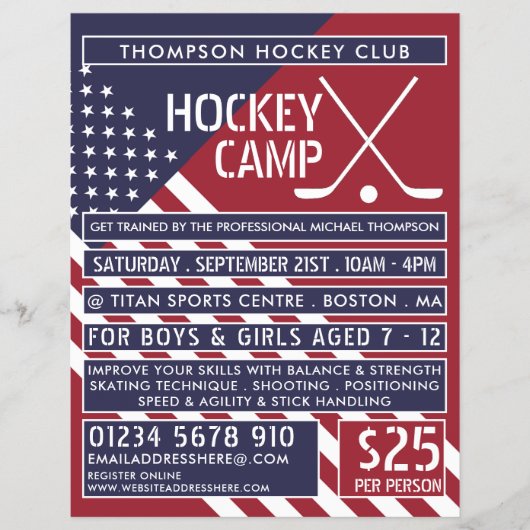 American Flag, Hockey Camp Advertising Flyer (Vorne)