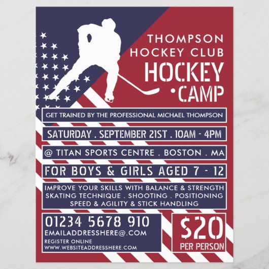 American Flag, Hockey Camp Advertising Flyer (Vorne)