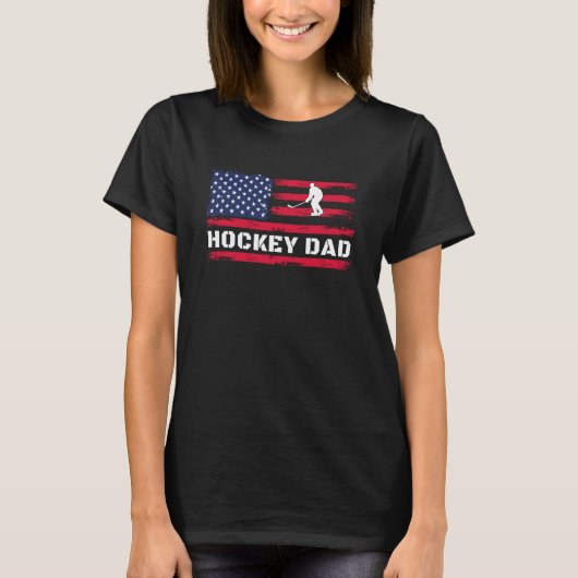American Flag Hockey Dad Father's Day T-Shirt (Vorderseite)