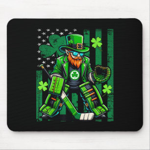 American Flag Hockey Goalie Saint Patrick's Da Mousepad