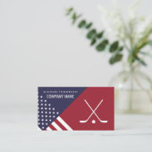 American Flag, Hockey Player, Hockey Coach Visitenkarte (Stehend Vorderseite)
