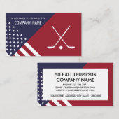 American Flag, Hockey Player, Hockey Coach Visitenkarte (Vorne/Hinten)