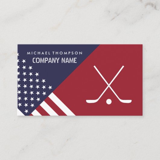 American Flag, Hockey Player, Hockey Coach Visitenkarte (Vorderseite)