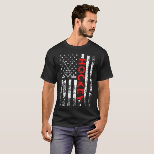 American Flag Hockey USA Patriotic Gift T-Shirt (Vorne ganz)