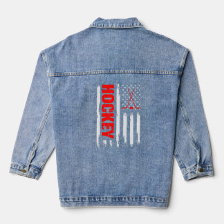 American Flag Hockey Usa Patriotic Sport Games Lov Jeansjacke