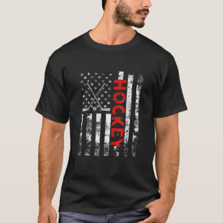 American Flag Hockey Vintag Patriotic Hockey Play T-Shirt