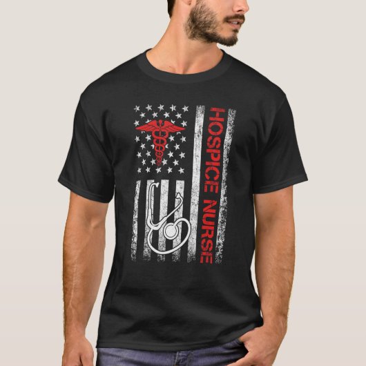 American Flag Hospice Nurse End of Life Palliative T-Shirt (Vorderseite)