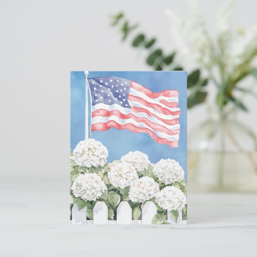 American Flag Hydrangeas Americana Postkarte (Stehend Vorderseite)