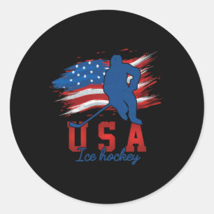 American Flag Ice Hockey 4. Juli Unterstützung der Runder Aufkleber