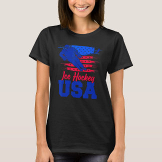 American Flag Ice Hockey Apparel USA Flag Support T-Shirt