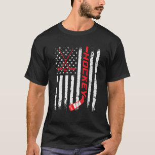 American Flag Ice Hockey USA Funny Patriotic Sport T-Shirt