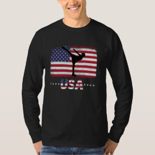 American Flag ice Skaten USA Patriotic Team T-Shirt