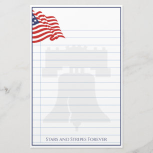 American Flag Illustration Red White & Blue Briefpapier