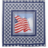 American Flag Illustration Red White Blue| Karos Duschvorhang (Vorderseite)