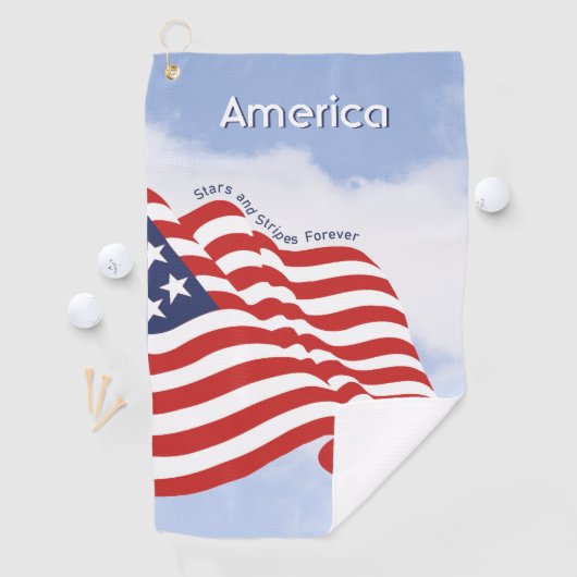 American Flag Illustration Stars & Streifen ewig Golfhandtuch (Insitu)