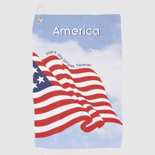 American Flag Illustration Stars & Streifen ewig Golfhandtuch (Vorderseite)