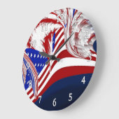 American Flag in Flight Red White Blue Abstract Große Wanduhr (Winkel)