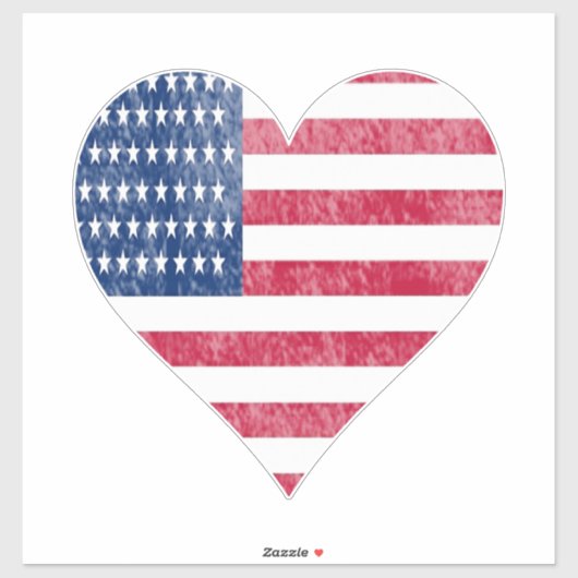 American flag in heart aufkleber (Blatt)