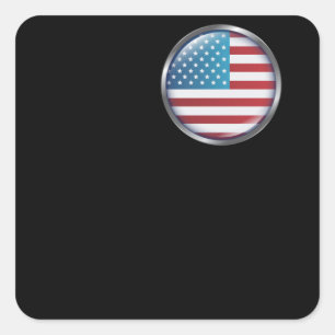 American Flag in my Heart - USA Flag Quadratischer Aufkleber