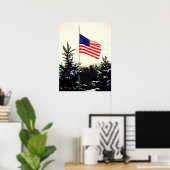 American Flag in Snow Poster (Heimbüro)