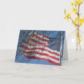 "American Flag in Wind" Sympathiekarte Karte (Gelbe Blume)