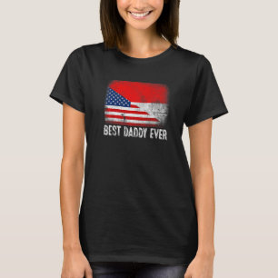 American Flag & Indonesia Flag Best Daddy Ever Fla T-Shirt