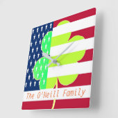 American Flag Irish Kleeblatt Clover St Patrick Quadratische Wanduhr (Winkel)