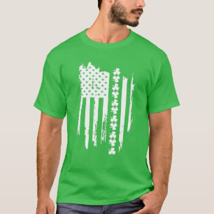 American Flag Irish Lucky Kleeblatt St Patrick's D T-Shirt