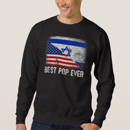 American Flag & Israel Flag Bester Pop je Familie Sweatshirt (Vorderseite)
