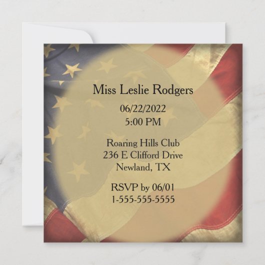 American Flag Junggeselinnen-Abschied Einladung (Rückseite)