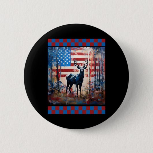 American Flag Jungle Jagd Lover Camouflage Hirsche Button (Vorderseite)