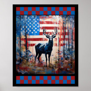 American Flag Jungle Jagd Lover Camouflage Hirsche Poster