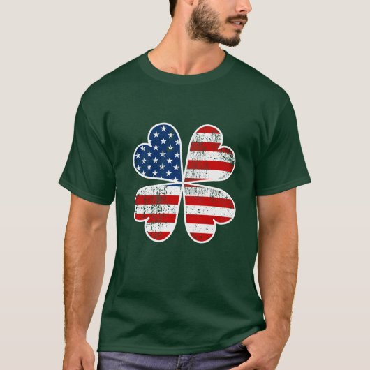 American Flag Kleeblatt Irish Flag St Patrick Day T-Shirt (Vorderseite)