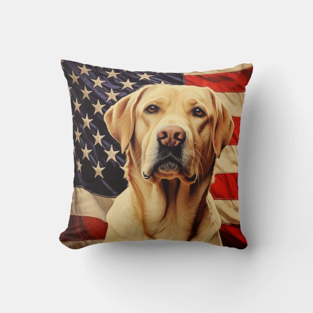 American Flag Labrador Kissen (Vorderseite)