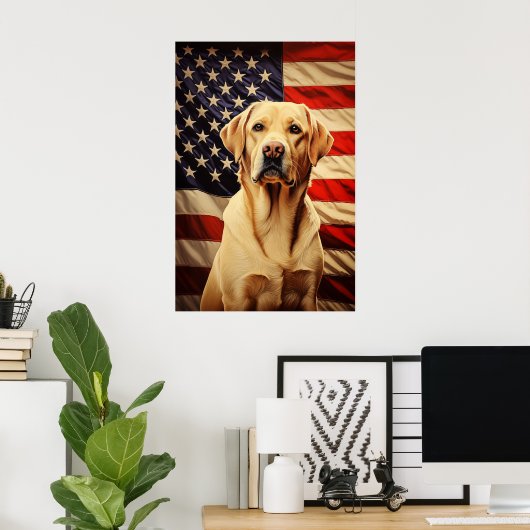 American Flag Labrador Poster (Heimbüro)