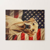 American Flag Labrador Puzzle (Horizontal)