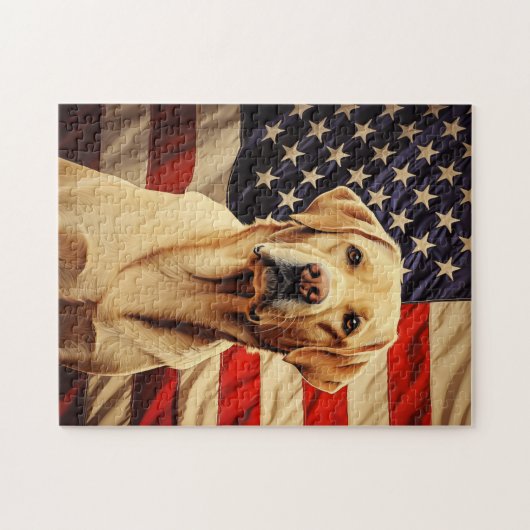 American Flag Labrador Puzzle (Horizontal)