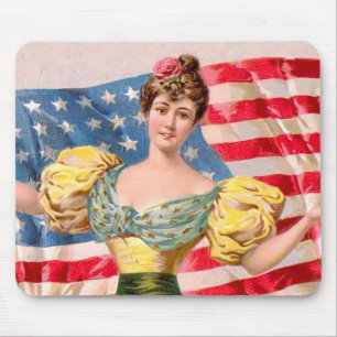 American Flag Lady Liberty Independence Mousepad