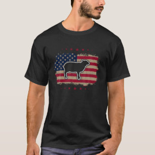 American Flag Lamb Retro Vintag T Shirt