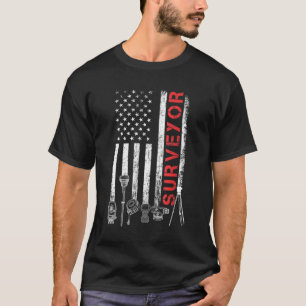 American flag land Surveyor übereying puns enginee T-Shirt