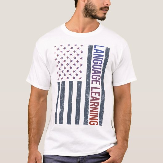 American Flag Language Learning T-Shirt (Vorderseite)