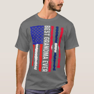 American Flag Laos Flag Best Grandma Ever Family  T-Shirt