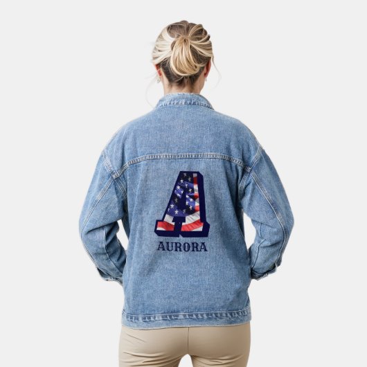 American Flag Letter A Personalisiere deinen Namen Jeansjacke (Modell)