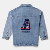 American Flag Letter A Personalisiere deinen Namen Jeansjacke (Rückseite)