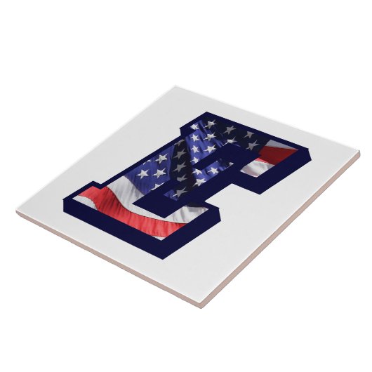American Flag Letter "E" Keramik Tile mit großem F Fliese (Seite)