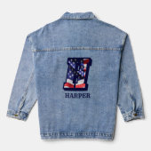American Flag Letter H Personalisiere deinen Namen Jeansjacke (Rückseite)