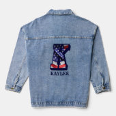 American Flag Letter K Personalisiere deinen Namen Jeansjacke (Rückseite)