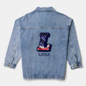 American Flag Letter L Personalisiere deinen Namen Jeansjacke (Rückseite)
