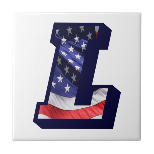 American Flag Letter "L" Small Foto Keramik Tile Fliese (Vorderseite)